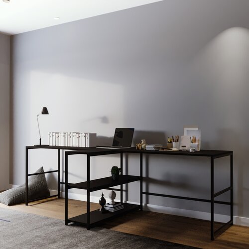 Hanah home radni sto 240x72x60​cm Crni Slike