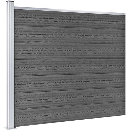 VidaXL set panela za ogradu WPC 526 x 146 cm crni Slike