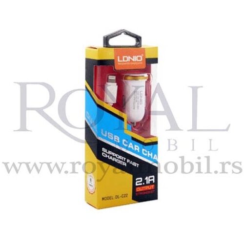 Ldnio auto punjač DL-C22 2.1A (iphone) lightning beli Slike