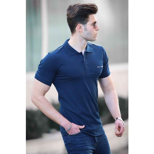 Madmext Men's Navy Blue Polo Neck T-Shirt 4558 Slike