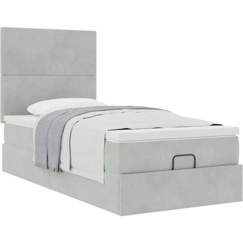 VidaXL okvir kreveta s madracima svijetlosivi 90x200cm bar&amp;scaron;unasti Slike