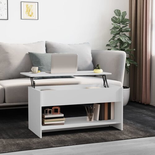 vidaXL Klubska mizica bela 102x50x52,5 cm konstruiran les Cene