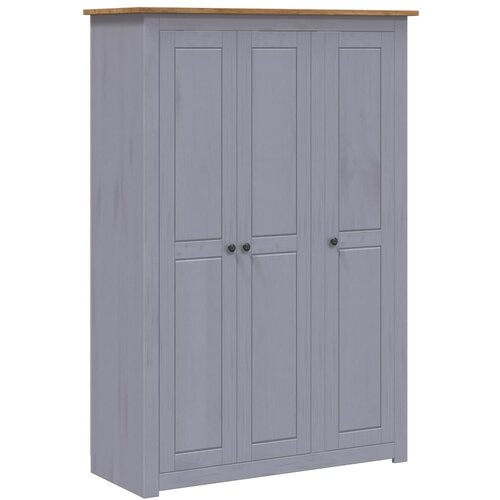 VidaXL Garderobna omara s 3 vrati siva 118x50x171,5 cm borovina Panama, (20622764) Slike