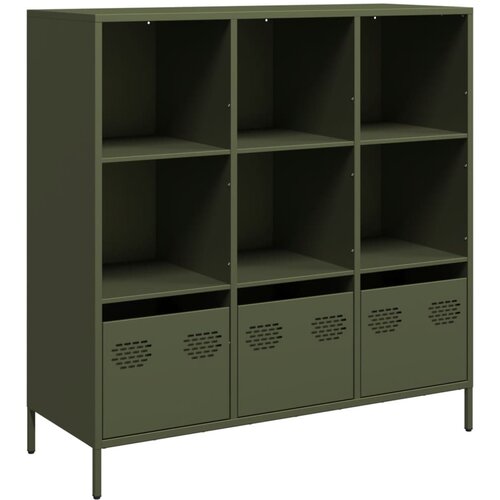 Maison Chic Visoka omara - Komoda - Predalnik olivno zelena 101,5x39x103,5 cm jeklo, (21720011) Slike