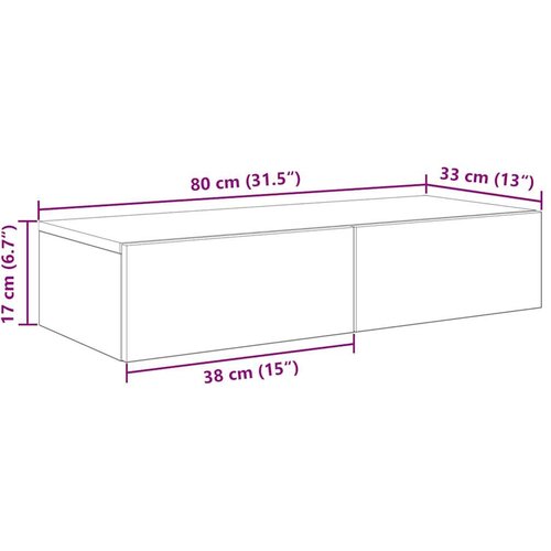 VidaXL zidna polica s ladicama umjetnički hrast 80x33x17 cm - hrast artisan 80 x 33 x 17 cm 1 Slike