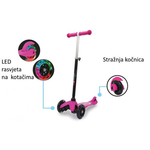 JAMARA romobil za djecu, 3 kotača, svjetla na kotačima, rozi Slike