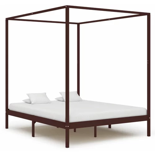  za krevet s baldahinom od borovine tamnosmeđi 180x200 cm