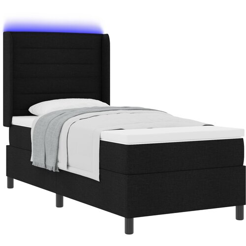 vidaXL LED Box Spring Krevet s madracem Crna 90 x 190 cm tkanina Cijene