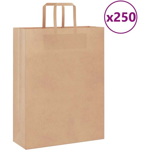 vidaXL Papirnate vrećice 250 kom s ručkama smeđe 32x12x42 cm Cijene