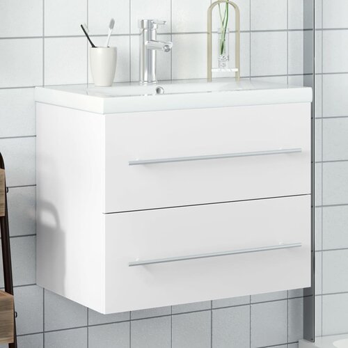  The Living Store Kopalniška omarica z umivalnikom bela - Omarica Za Umivalnik Za Kopalnico, (21442929) Cene