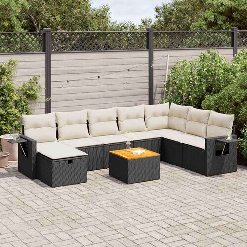 vidaXL 9-dijelni set vrtnih sofa s jastucima crni od poliratana Cijene