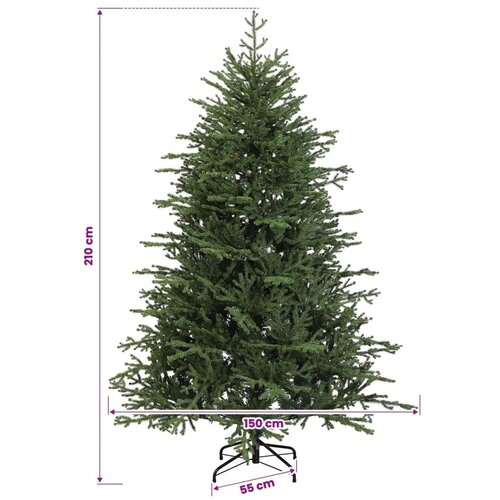  Umjetno božićno drvce s nogom 210 cm PVC i metal Zelena - 210 cm bez LED svjetala Slike