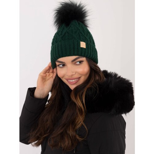 Fashionhunters Dark green winter hat with pompom RUE PARIS Slike