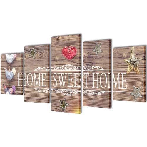  Zidne Slike na Platnu sa Printom Home Sweet Home 200 x 100 cm