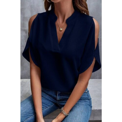 Fenzy Elegantna Široka Bluza S V-Izrezom, Tamnoplava Cijene