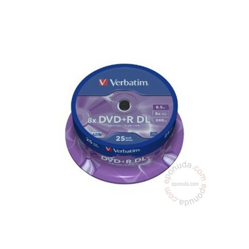 Verbatim DOUBLE LAYER 8.5GB DVD+R DL 8X 43757 disk Slike