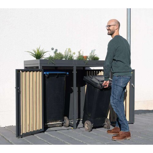  Westman - Spremi&amp;scaron;te za 2 kante za smeće s krovom za biljke Planta | 2x240L | 84x134x124 cm - BRANDED IN GERMANY Slike