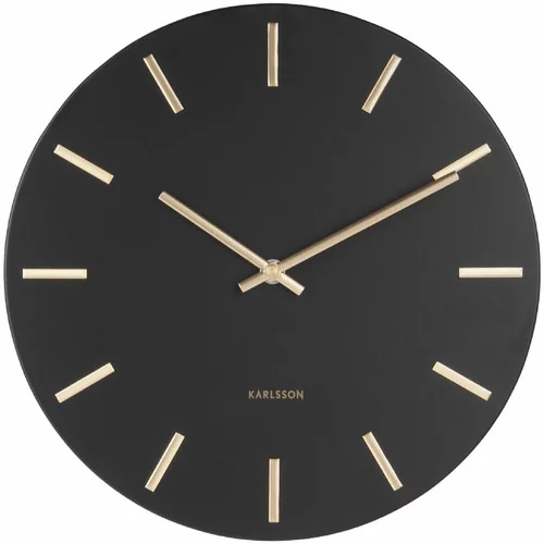 Karlsson Črna stenska ura z kazalci v zlati barvi Charm, ø 30 cm