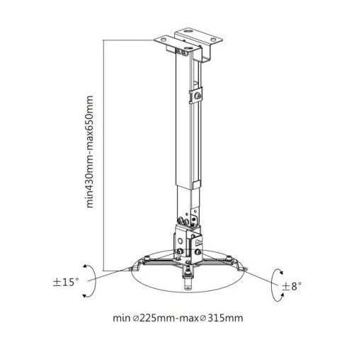 Univerzalni stropni nosač za projektore Reflecta TAPA, maksimalna nosivost 20kg, boja crna Cijene