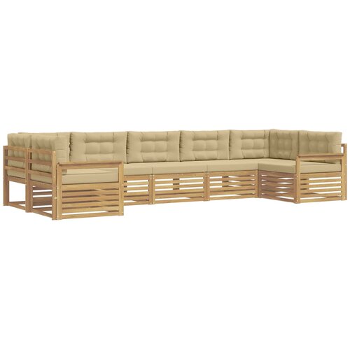 vidaXL Zunanja garnitura za sedenje z blazino 7 pcs Bela in bež, (5000281478) Cene