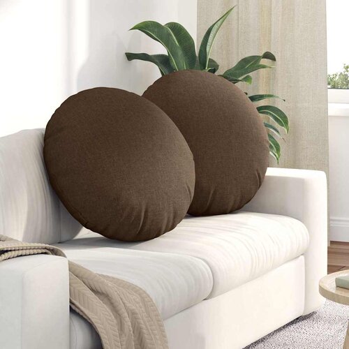 vidaXL Sedežne blazine 2 pcs Rjava &Oslash;60 x 21 cm blago Cene