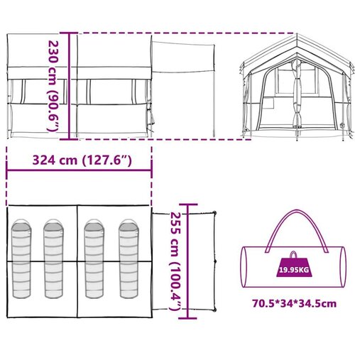  Obiteljski &amp;scaron;ator s krovom Zelena i bijela 324 x 255 x 230 cm Slike