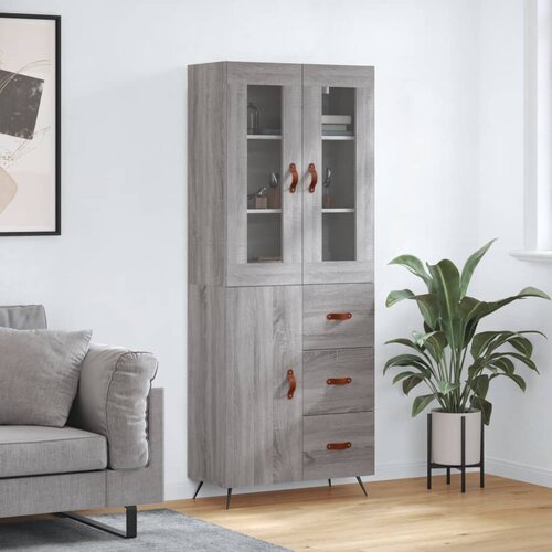 The Living Store Visoka komoda siva sonoma 69,5x34x180 cm inženirski les - Visoka Omara, (21657611) Cene