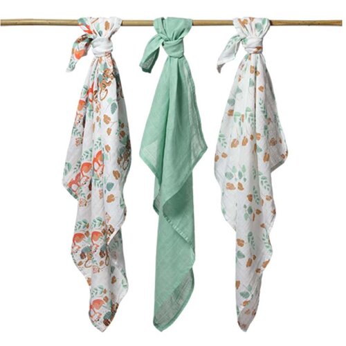 BabyOno Super Soft Mint tetra plenica iz muslina za pod glavo 70x70 cm 3 kos Slike
