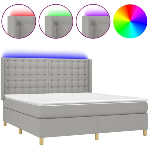  Krevet box spring s madracem LED svjetlosivi 180x200 cm tkanina Slike