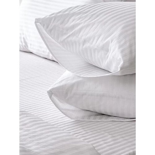 Posteljina saten pruga bela 200x220cm Slike