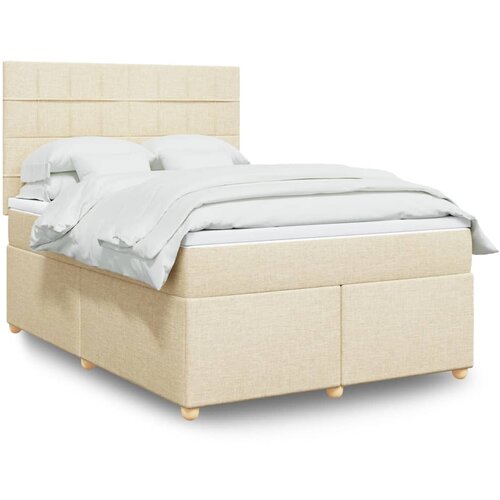 vidaXL Krevet s oprugama i madracem krem 140x200 cm od tkanine Cijene