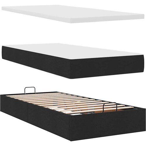  Otomanski okvir kreveta s madracima crni 200x200cm od tkanine Slike