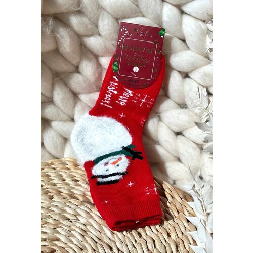 Aura.via Children&amp;#039;s Christmas Cotton Socks With Snowman Red Slike
