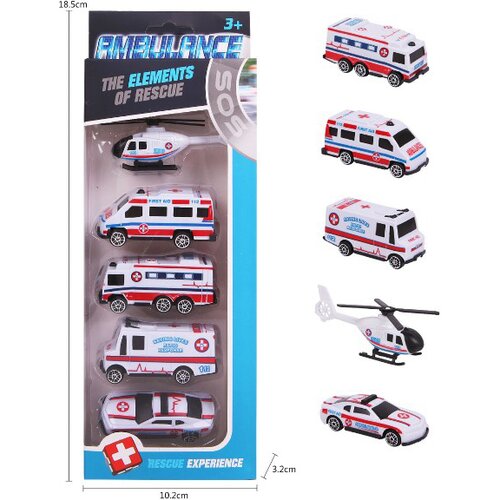 Xin Yu Toys igračka autići vozila hitne pomoći 5 kom. HITNA POMOĆ 861015 Slike