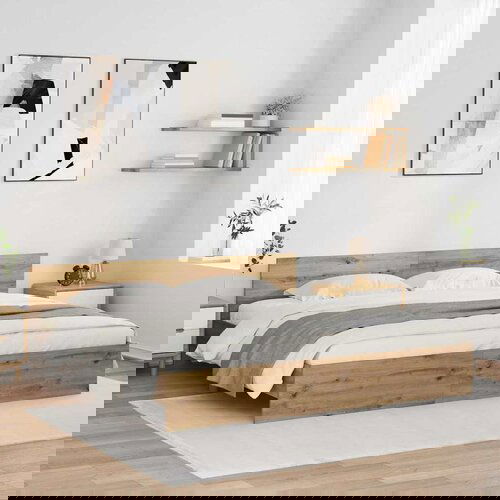 vidaXL Krevetna konstrukcija Umjetnički hrast 180 x 200 cm Cijene