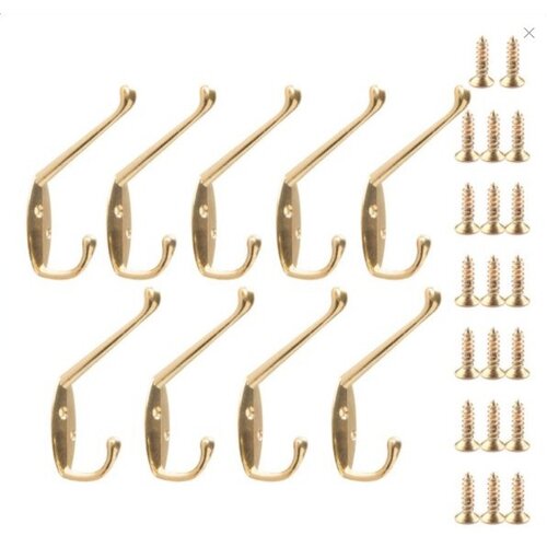 INF 9-Paket stenskih kavljev Kovinski kavlji Robe Hook Double Pin Stenski kavlji Gold, (21247157) Cene