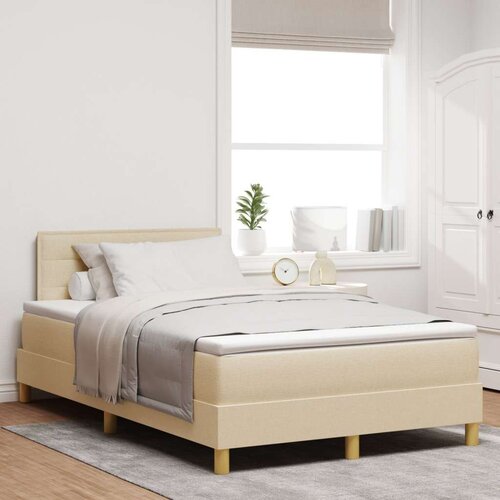  Krevet s podnicom s madracem krem 120x200 cm tkanina Slike