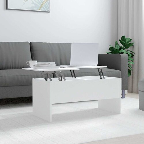  Stolić za kavu bijeli 102x50,5x46,5 cm od konstruiranog drva Slike