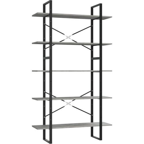 Maison Chic Knjižna omara - Knjižni regal 5-nadstropna betonsko siva 100x30x175 cm inž. les, (21725706) Slike