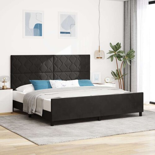 VidaXL Crni Bar&amp;scaron;unasti Krevet s Okvirom 200x200 cm Slike