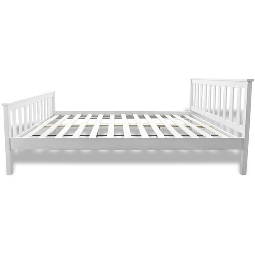  Krevet s madracem 140 x 200 cm od masivne borovine bijeli Slike