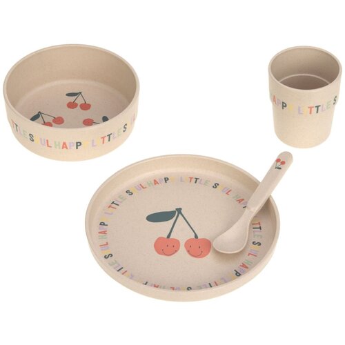 Lässig komplet jedilni set Happy Fruits krožnik, skledica, lonček, žlička cherry Cene