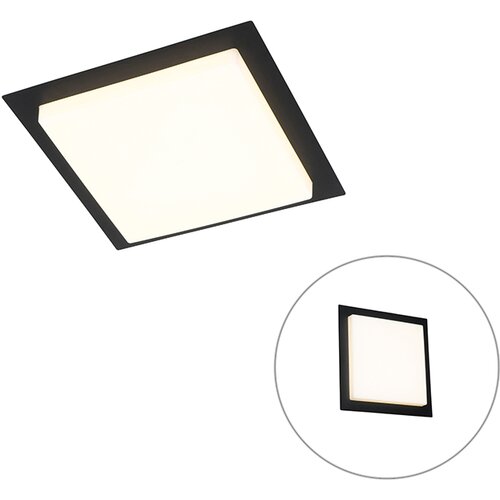 QAZQA Sodobna stropna svetilka črna kvadratna z LED IP44 - Lys Cene