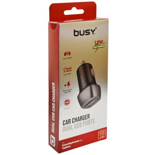 Busy USB2 punjač 2.4A karbon Slike