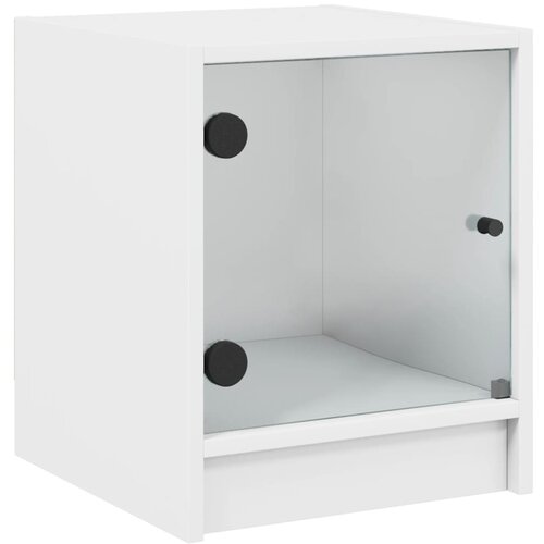  Noćni ormarići sa staklenim vratima 2 kom bijeli 35x37x42 cm Slike