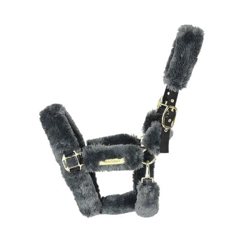 Kentucky Horsewear Transportna oglavka z umetnim krznom, siva - Pony Slike