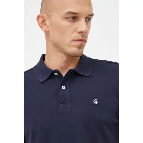 United Colors Of Benetton Pamučna polo majica boja: tamno plava, jednobojni model