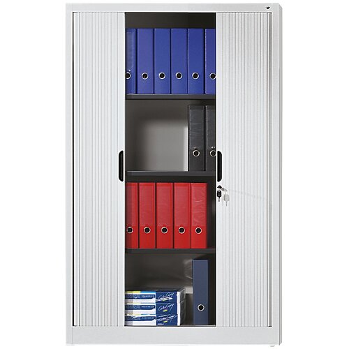 C+P Omara z rolojem, vodoravne žaluzije, VxŠxG 1980 x 800 x 420 mm, 4 police, 5 prostorov za mape, svetlo siva Cene