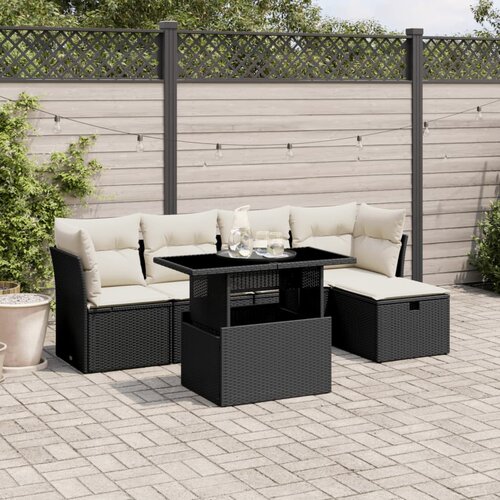 vidaXL 6-dijelni set vrtnih sofa s jastucima crni od poliratana Cijene