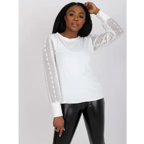 Fashion Hunters White elegant formal blouse with long sleeves